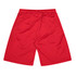 Red men's sports shorts made from lightweight fabric, featuring an elastic waistband and a logo.