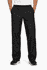 Black track pants with an elastic waistband and pockets, designed for men's active wear.