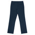 A pair of navy blue women's trousers with a straight leg design and one back pocket.