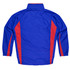 A blue tracktop featuring red side stripes and a high collar. It has a logo on the back.