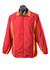 A red and yellow tracktop with long sleeves and a zip front, featuring elasticised cuffs and a collar.