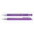 A purple plastic pen with silver accents, featuring a sleek design and a clip for easy attachment.