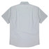 A short-sleeve button-up shirt in light grey, featuring a back yoke and a logo on the side.