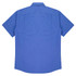 A short-sleeve button-up shirt in a vibrant blue colour, featuring a back yoke and logo.