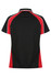 A black and red polo shirt with a sporty design and contrasting white piping, featuring a logo.