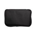 A black cooler bag with a zippered closure, featuring a sleek, textured surface.