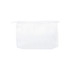 A white toiletries pouch with a zip closure and a logo on the side.
