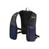 A navy and black hydration pack with mesh panels and adjustable straps, featuring pockets for storage.