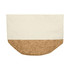 A bread basket featuring a cream upper section and a cork lower section, with a simple design and a logo.