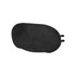 A black eye mask with elastic straps, featuring a smooth surface and ergonomic shape, ideal for blocking light.