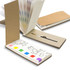 Aquarelle Watercolour Bookmark Pad featuring multiple sheets, a paintbrush, and coloured paint splotches in pink, yellow, green, and purple.