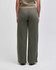 Wide leg pants in olive green, featuring a comfortable elastic waistband. The design is simple and relaxed.