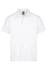 A white polo shirt with a collar and three-button placket, featuring an embroidered logo.
