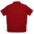 A red polo shirt with a white design on the sides and a collar. The back is plain with no logos.