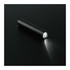 A black rechargeable 1200mAh flashlight with a sleek design, emitting a bright beam of light.