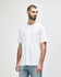 A white midweight T-shirt displayed on a male model, featuring a standard crew neck and short sleeves.