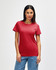 A red Gildan Softstyle ladies midweight T-shirt, featuring a classic crew neck and short sleeves.