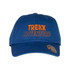 A blue cotton cap with an adjustable strap and a logo featuring the words "TREKK ADVENTURE."