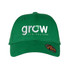 A green cotton twill cap with a logo on the front. The cap features a curved brim and adjustable strap.