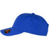 A blue organic cotton twill cap with a rounded crown and a curved peak, featuring a logo on the front.