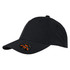A black Falcon Flex Cap featuring a curved brim and a logo on the side.