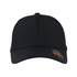A black Falcon Flex Cap featuring a curved brim and a logo on the side.
