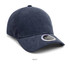 A navy enzyme washed unstructured cap with a rounded brim and a logo on the side.