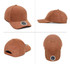 A brown cord cap featuring a round logo, displayed from multiple angles.