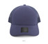 A navy cap featuring a mesh design and a logo on the front. The cap has a structured shape with a curved brim.