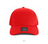 A red cotton and mesh cap featuring a logo on the front.
