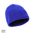 Acrylic beanie in royal blue with a black inner lining and a brand logo visible.