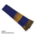 Acrylic scarf in royal blue and Aussie gold with striped pattern and fringed ends. Features a branding logo.