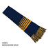 Acrylic scarf in navy blue with Aussie gold stripes and tassels, featuring a logo.