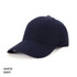 A navy wool blend cap with a rounded top, curved brim, and a logo on the side.
