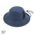 A navy microfibre surf hat with a wide brim, mesh side panels, and an adjustable chin strap.