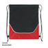 A drawstring bag in black and red with a logo, featuring a sleek design and contrasting piping.