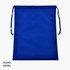 A royal blue drawstring bag with two cords and a simple design, featuring a branding logo.