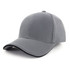 A grey drill mesh cap features a rounded crown and a curved brim, with a logo on the side.