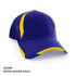 A cap in royal blue and aussie gold, featuring a curved peak and a stitched design with a logo.