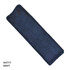 A navy blue headband made of soft, textured material, featuring a branding logo.