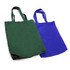 Two canvas tote bags, one in dark green and the other in vibrant blue, both featuring sturdy shoulder straps.