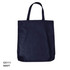 A navy canvas tote bag with standard handles and a simple design, featuring a branding logo.