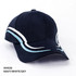 A navy blue cap with white and sky blue accents and a logo.