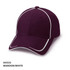A maroon cap with white accents and a curved brim, featuring a logo on the front.