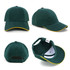 A green cap with a yellow trim featuring a logo, showing multiple angles including inside view.