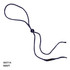 A navy rope and toggle with a bead and adjuster, featuring loose ends for securing items.