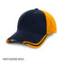 A navy and Aussie gold cap featuring a two-tone design and a logo on the front.