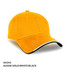 A vibrant Aussie gold cap with white and black accents, featuring a branded logo on the front.