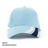 A light blue cap with a navy and white design on the brim, featuring a logo on the front.