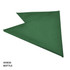 A green bandanna with a triangular shape, featuring a logo or branding on it.